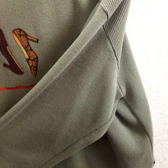 Debra Murray W M Vtg olive Wearable Art Hand Painted Shoe-Print Knit Cardigan - Picture 14 of 16